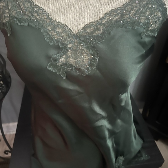 Victoria Secret Satin Lace slip dress green - Picture 3 of 3